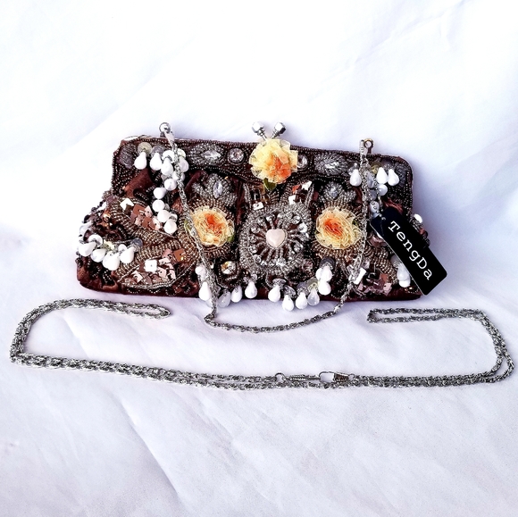 TengDa Handbags - RARE Floral Beaded Evening Statement Purse
